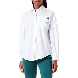 Love Moschino Dames Loose Fit lange mouwen met rits Pocket Shirt, Optical White, 48