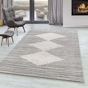 Ruitpatroon Berberlook laagpolig tapijt woonkamer