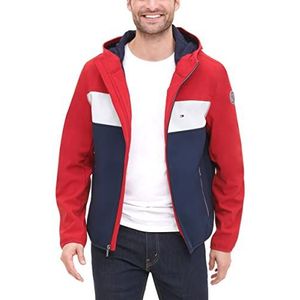 Tommy Hilfiger Performance softshelljas voor heren, met capuchon, overgangsjas, rood/wit/marineblauw, XXL