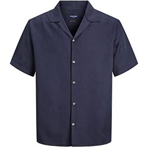 JACK & JONES JPRBLUJUDE Camp Collar Shirt S/S LN Overhemd, Night Sky/Fit: Relax Fit, S, Night Sky/Fit: relax fit, S