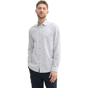 TOM TAILOR Heren 1042650 Regular Fit hemd met structuur, 35741 - Navy White Onregelmatige Structuur, L