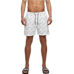 Urban Classics heren Onderbroeken Zwemshort met patroon,Whitescript-logo,L