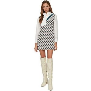 Trendyol Dames Mini Shift Regular Knitwear Jurk, marineblauw, S