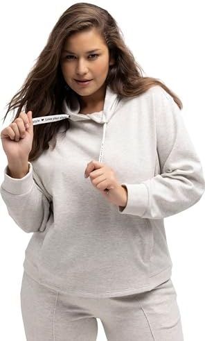 Ulla Popken - Oversized Sweatshirt - Lichtgrijs Mélange - Dames