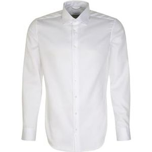 Seidensticker Zakelijk overhemd voor heren, slim fit, strijkvrij, kent-kraag, lange mouwen, 100% katoen, wit, 45