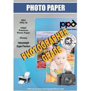 PPD A3 x 50 vel Inkjet 280g Super Premium Fotopapier Hoogglans, Microporeus, Direct Drogend en Watervast - Professionele Kwaliteit - PPD-16-50