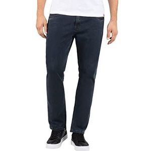 Timezone Heren Slim Eduardotz Jeans, Black Blue Wash, 36W x 36L
