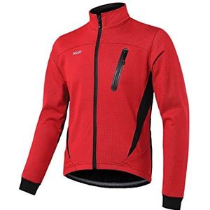 ARSUXEO fietsjack Heren winter thermisch MTB-fietsjack Softshell-jas voor waterdicht en winddicht 16H rood XL