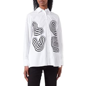 Love Moschino Dames Relaxed Fit Long-Sleeved Shirt, Optical White, 40, wit (optical white), 40