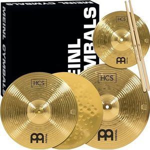 Meinl Cymbals Bekken Set Box Pack met 13"" Hihats, 14"" Crash, plus gratis 10"" Splash, Sticks, lessen - HCS Traditioneel Messing - Made in Germany, 2 jaar garantie (HCS1314