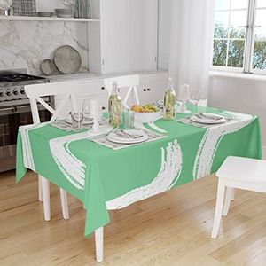 Bonamaison Tafelkleed, Anti-Mold, Sneldrogend, Waterdicht, 100% Polyester Tafellaken, Petroleum Groen, Wit, 140 x 160 Cm - Ontworpen en Vervaardigd in Turkije