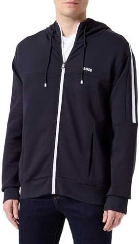 BOSS - Saggynos - Hoodie - Blauw - Katoen/Elastaan - Capuchon en Ritssluiting