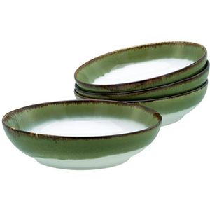 CreaTable, 21689, serie Cascade Bowls, groen, 1300 ml, 4-delige serviesset, poke bowl-set van aardewerk