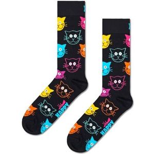 Happy Socks sokken met kattenprint - leuke sokken van biologisch katoen voor dames en heren