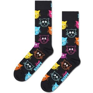 Happy Socks sokken met kattenprint - leuke sokken van biologisch katoen voor dames en heren