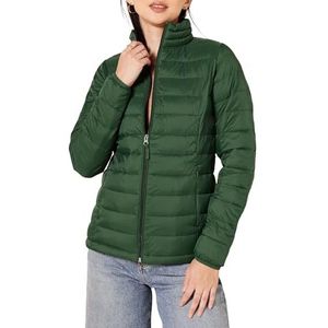 Amazon Essentials Lichtgewicht damesjack met lange mouwen en waterafstotende opvouwbare pufferjas (verkrijgbaar in grote maten), donkergroen, X-Small
