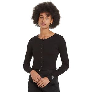 Calvin Klein Jeans Geweven Label Rib Vest voor dames Overige tops, zwart., XXS