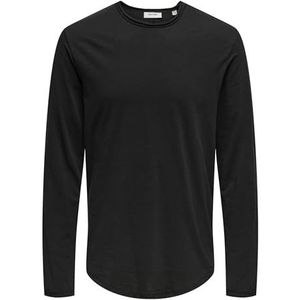 ONLY & SONS - ONSBENNE LONGY LS TEE VD - Shirt - Zwart - Lange Mouwen