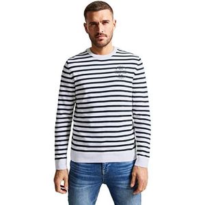 Street One MEN heren strepentrui, wit, XL