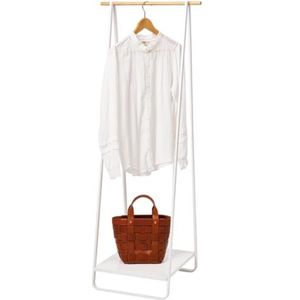 Yamazaki 2297 TOWER Coat Rack, white, Steel/Wood, 52 x 47 x 140 cm