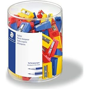Staedtler 51050KP100 puntenslijper voor potloden op kleur gesorteerd, 100 stuks in kokerverpakking