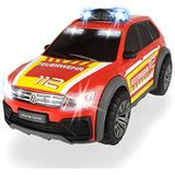 Dickie Toys 203714016 VW Tiguan R-Line Fire Car, auto, brandweervoertuig, SUV, blauw licht en geluid, incl. batterijen, 25 cm, voor kinderen vanaf 3 jaar, rood
