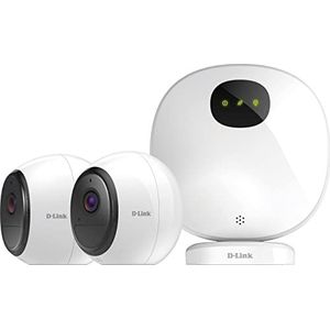 D-Link DCS-2802KT mydlink Pro Wire‑Free Camera Kit (1 Hub + 2 Camera'S, Indoor En Outdoor, Oplaadbare Batterijen, Dus Compleet Draadloos Te Installeren),Wit