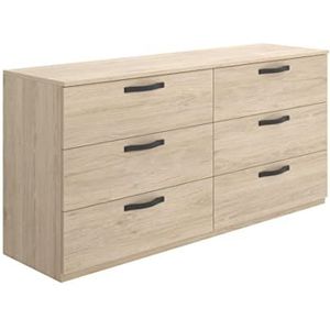 DEKIT GRUPO RIMOBEL VASA Commode, dubbel, melamine, natuurlijk eiken, 72 x 140 x 45 cm