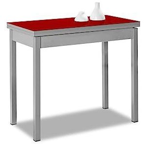 ASTIMESA Baaitype keukentafel, metaal, rood, 80 x 40 cm tot 80 x 80 cm