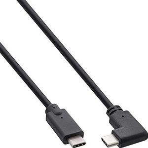 InLine® USB 3.2 Gen.2 kabel, USB Type-C stekker/stekker gehoekt, zwart, 0,3 m