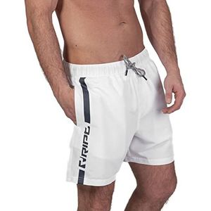 RIPT Performance Heren Essentials Quick Dry UV 50 Zonnebescherming Zwemshort Trunks,Wit/Marineblauw, S