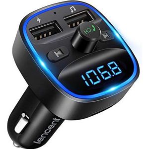 LENCENT - Bluetooth 5.0 FM Transmitter - Draadloze Autoradio Adapter - Blauw LED