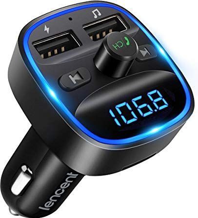 LENCENT - Bluetooth 5.0 FM Transmitter - Draadloze Autoradio Adapter - Blauw LED