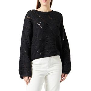 Sidona Dames Prismatische Cutout-Mode Gebreide Trui Sweater, zwart, M
