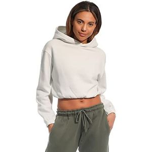 Light & Shade LSLSWT021 Dames Cropped Hooded Top, Off White, Small