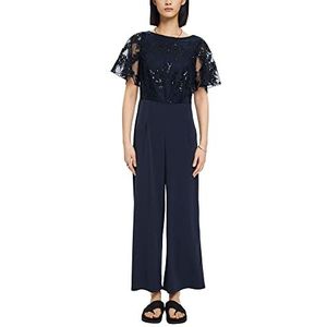 Esprit Collection jersey-jumpsuit met bloemenborduurwerk op het bovenstuk, 400/marineblauw, L
