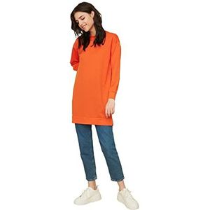Trendyol Dames Oranje Bike Collar Basic gebreid sweatshirt, Large