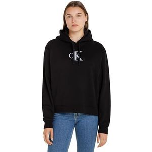 Calvin Klein Jeans Satijnen Ck Hoodie voor dames, Pvh Zwart, XL