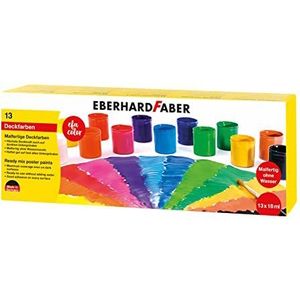 Eberhard Faber 575613 - EFA Color gebruiksklare dekkende verven, set met 13 kleuren in potjes van 18 ml, hoogste dekkracht, mengbaar, geschikt voor verschillende schilderondergronden