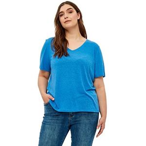 Peppercorn Marina T-shirt met V-hals Curve | Blauwe T-shirts voor dames VK | Lente T-shirt | Maat 24