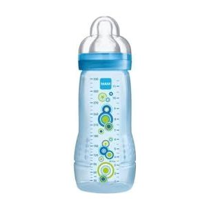MAM Easy Active Babyfles, 330 ml – 6 maanden – X-doorstroomstofzuiger, ultrasnelle snelheid, blauw