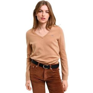 GANT Extra fijne lamswol met V-hals, Caramel Beige, XXL