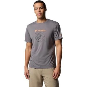 Columbia Men's Zero Rules Light Short Sleeve Graphic Crew, Technical Short Sleeve T-Shirt, City Grey/Ridge Line Life, XXL