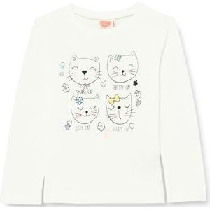 Koton Babygirl T-shirt met lange mouwen, kattenprint, katoen, ronde hals, ecru(010), 2-3 Jaar