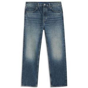 Baggy-fit jeans van blauw oneffen denim