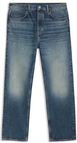 Baggy-fit jeans van blauw oneffen denim