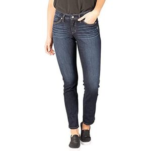 Silver Jeans Suki Curvy Fit Mid Rise Straight Leg Jeans voor dames, Donkere Indigo Spoelen, 29W x 29L