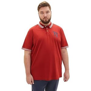 TOM TAILOR Basic poloshirt voor heren met logo-print, 14302-fluweel rood, XXL