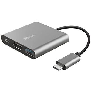 Trust Dalyx 3-in-1 Multiport USB-C Adapter, USB-C PD port, USB, HDMI, HDR and HDMI 1.4 (4K 30Hz), 5 Gbps USB 3.2 Gen 1, MacBook, PC, Laptop, Chromebook
