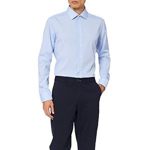 Seidensticker Businesshemd voor heren, extra slim fit, strijkvrij, kent-kraag, lange mouwen, 100% katoen, blauw (12), 44